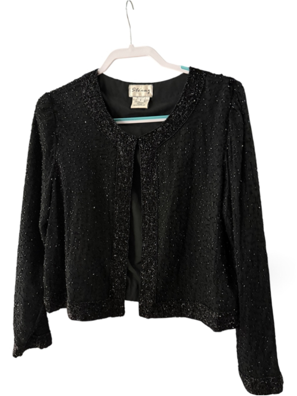 Women's Sténay Beaded Black Blazer Jacket Size L